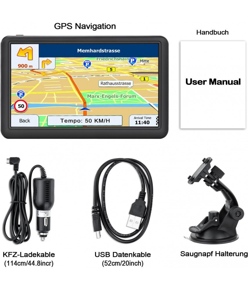 LOVPOI GPS Navigation for Car Trucks RV 7 inch